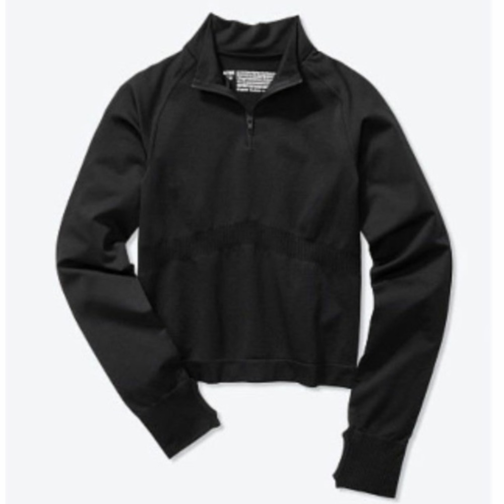 NWOT VS Pink Everyday Seamless Cropped Quater Zip Athletic Workout Jacket Black